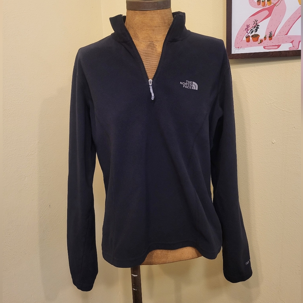 The North Face Black Quarter-Zip Black TKA 100 Fleece Pullover Womens Medium